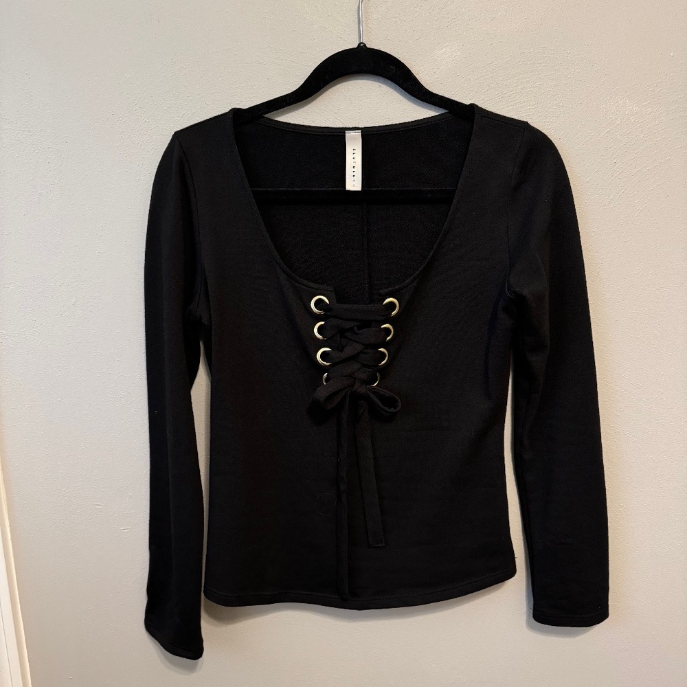 Lace Up Long Sleeve Top